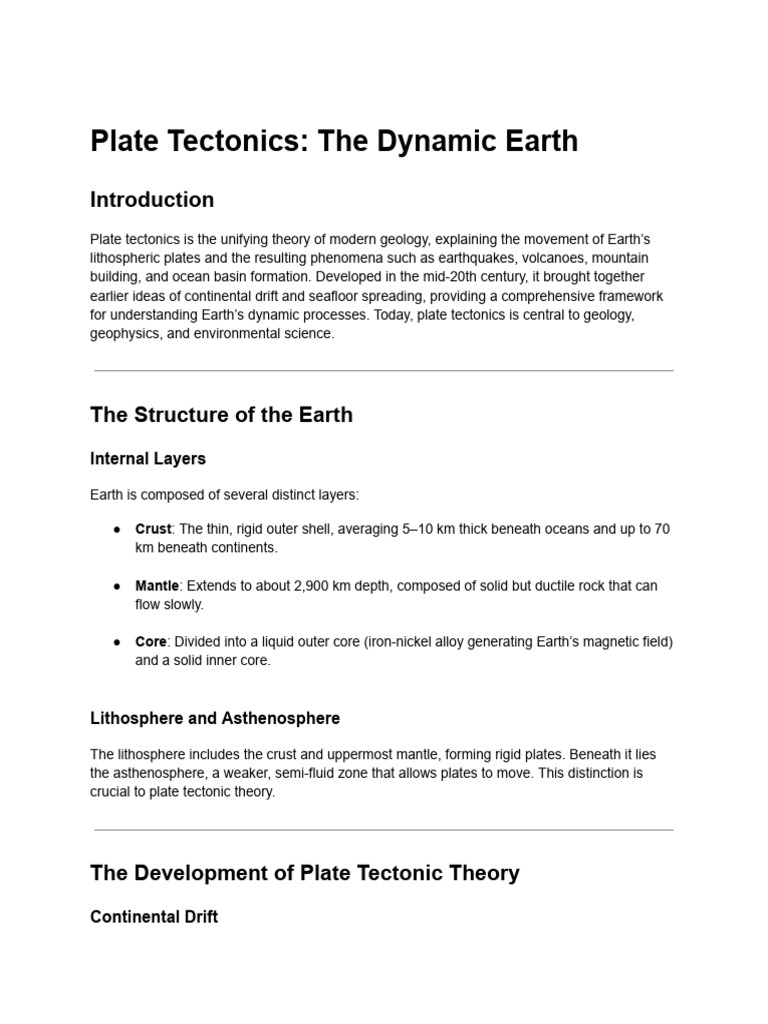 Understanding Plate Tectonics Dynamics | PDF | Plate Tectonics | Earth