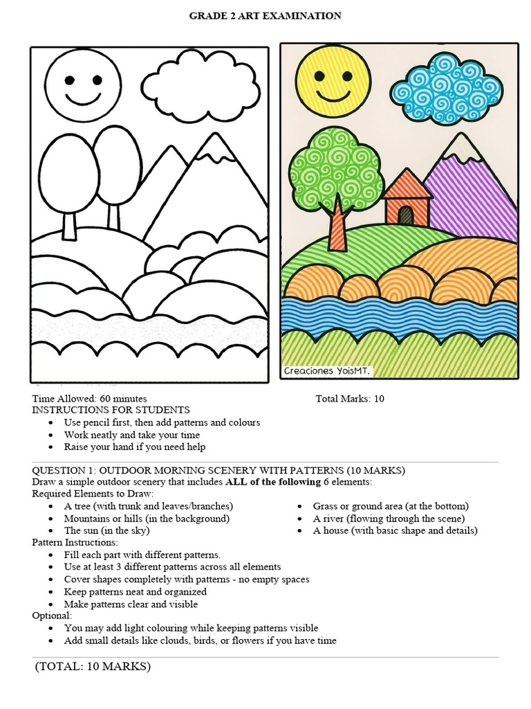 Grade 2 Pattern Art Examination Guide | PDF