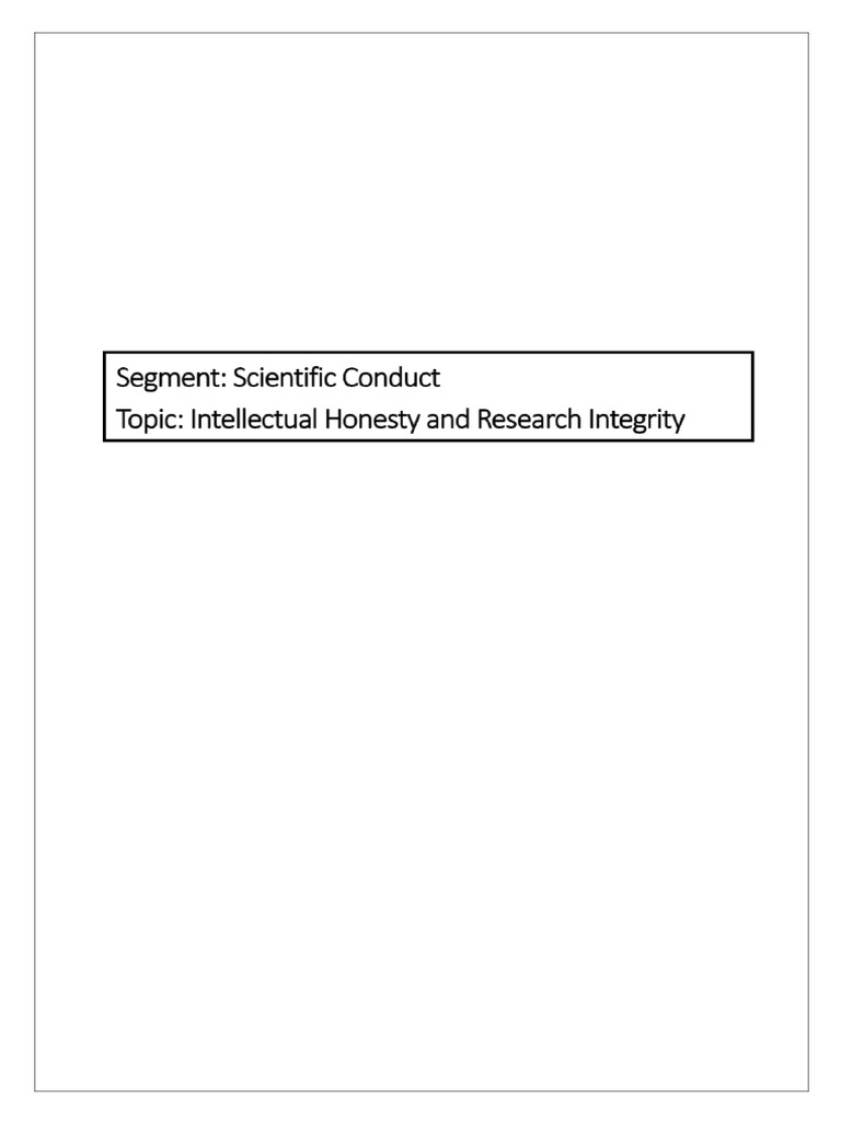 RM - Intellectual Honesty and Research Integrity | PDF