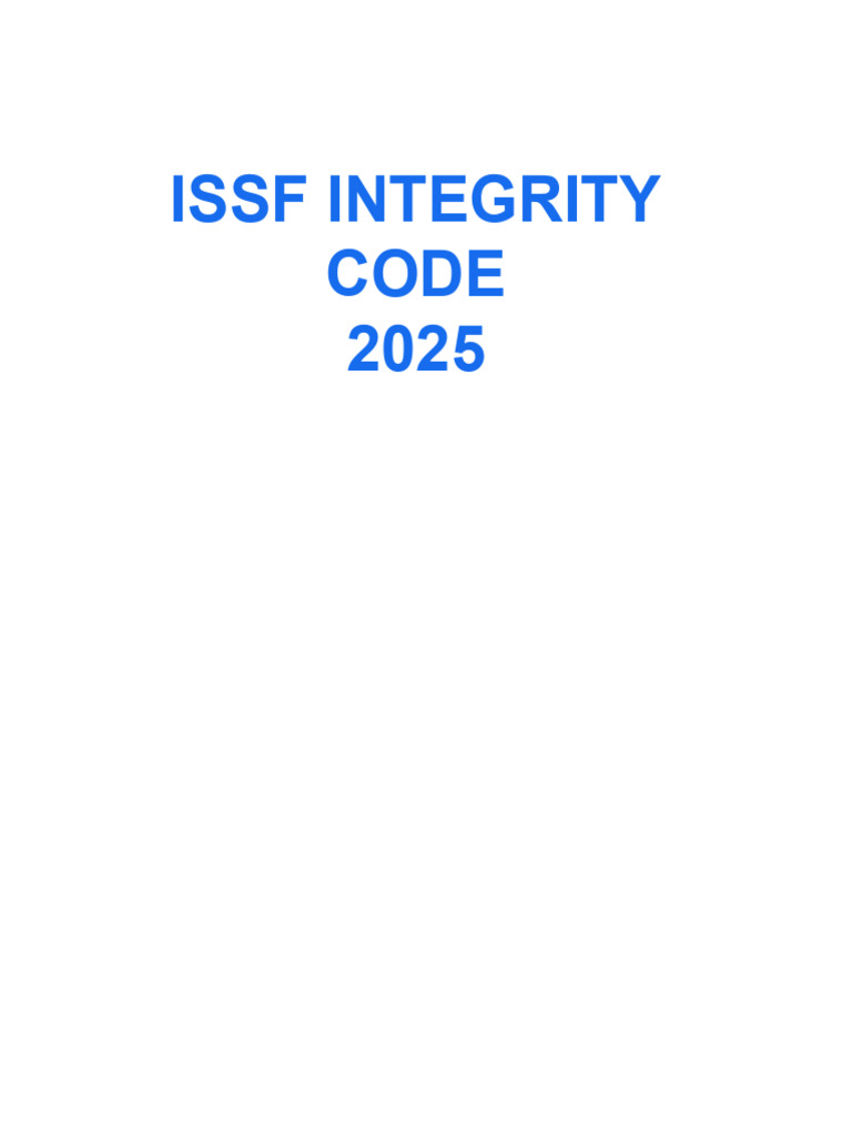 ISSF Integrity Code 2025 Overview | PDF | Integrity | Conflict Of Interest