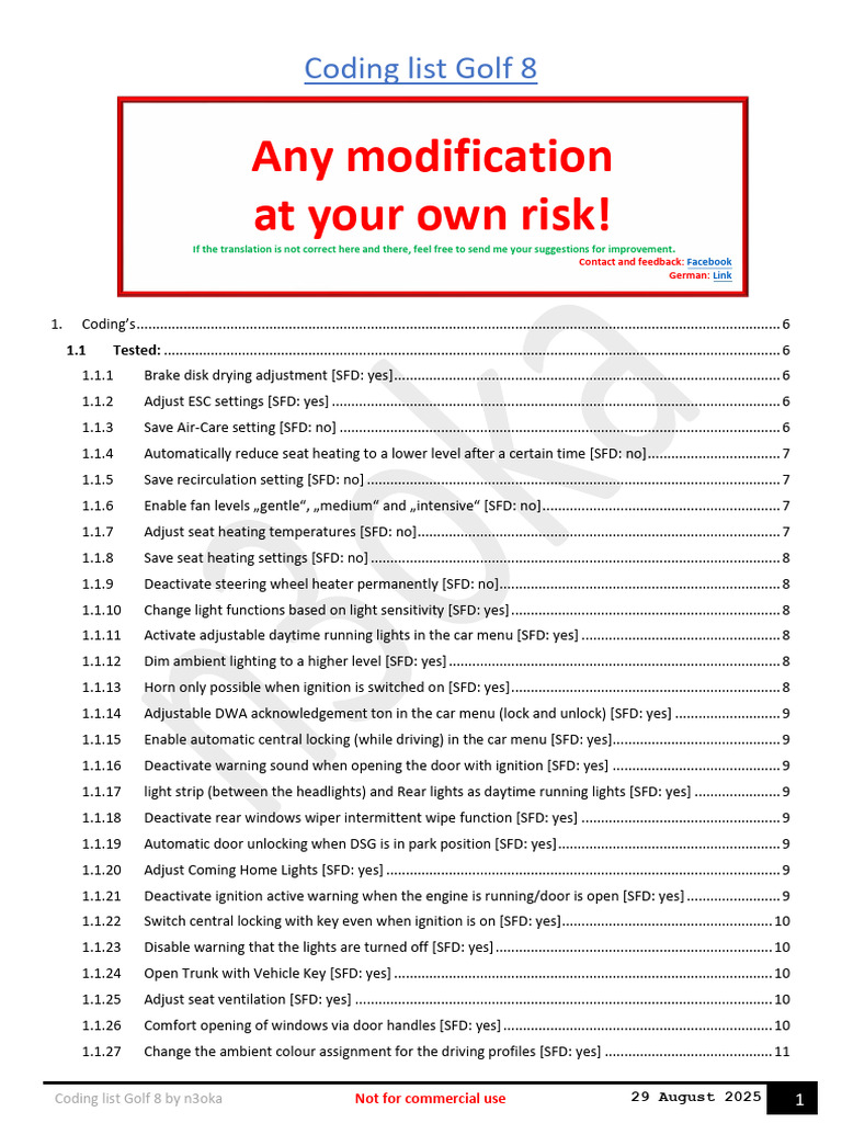 Golf 8 Coding List by n3oka | PDF | Bit | Trunk (Car)