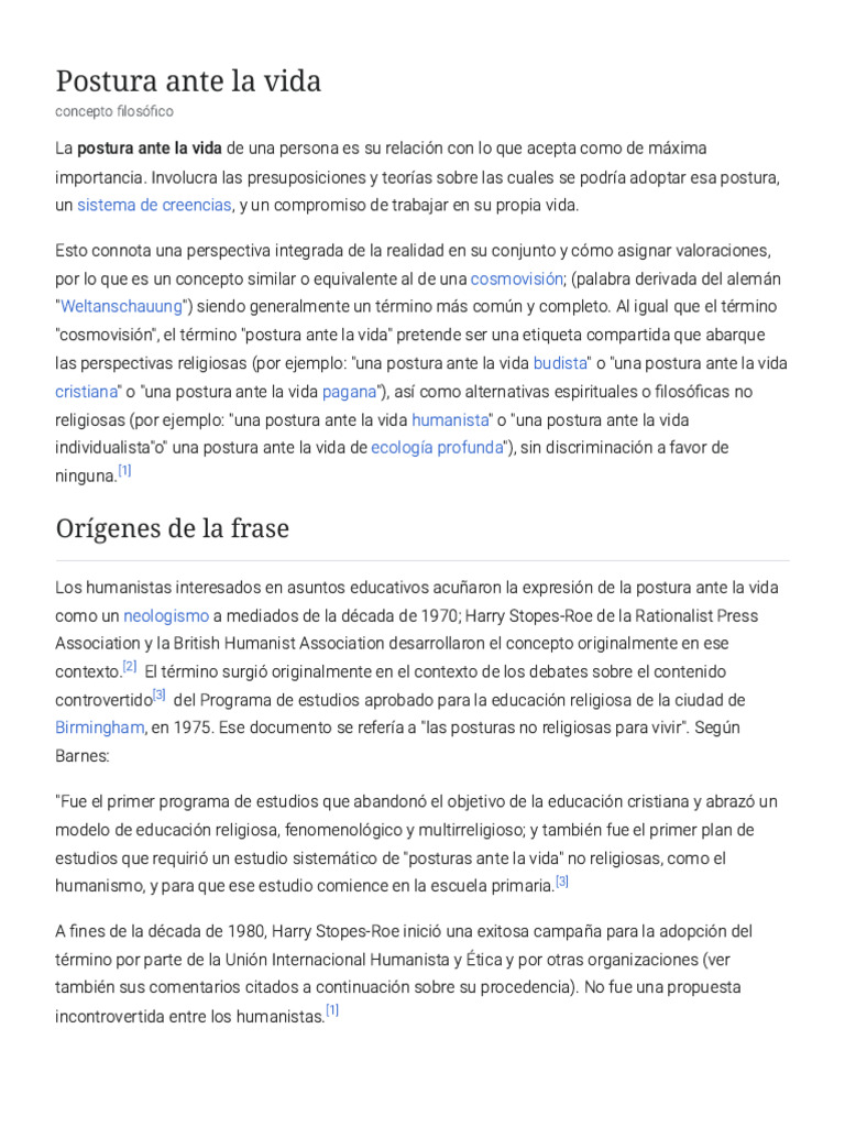 Postura ante la vida: Definición y Contexto | PDF | Moralidad ...
