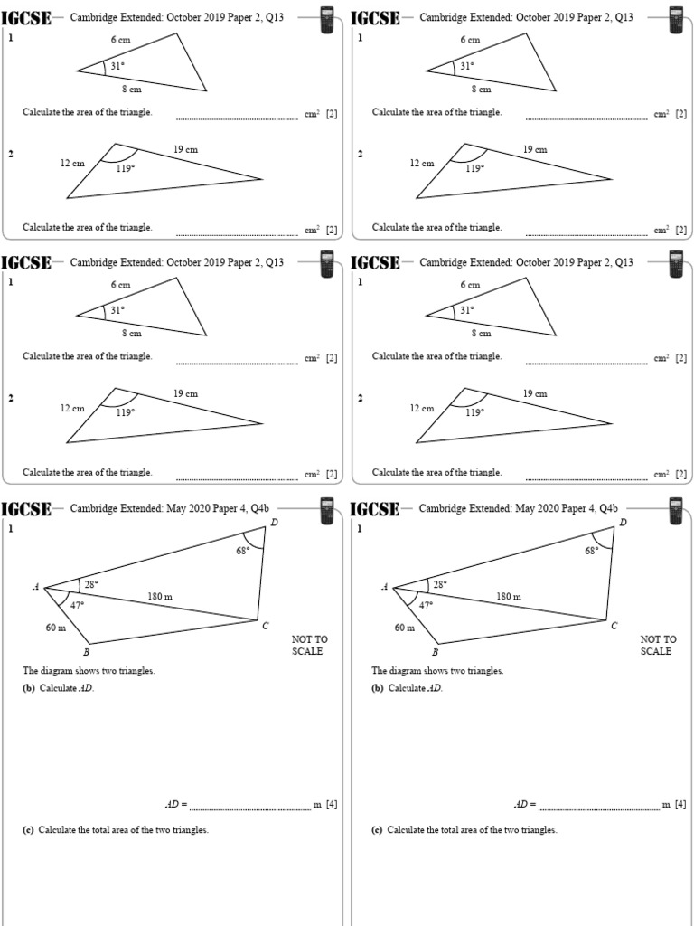 Triangle Area Calculations Guide | PDF | Area | Euclidean Plane Geometry