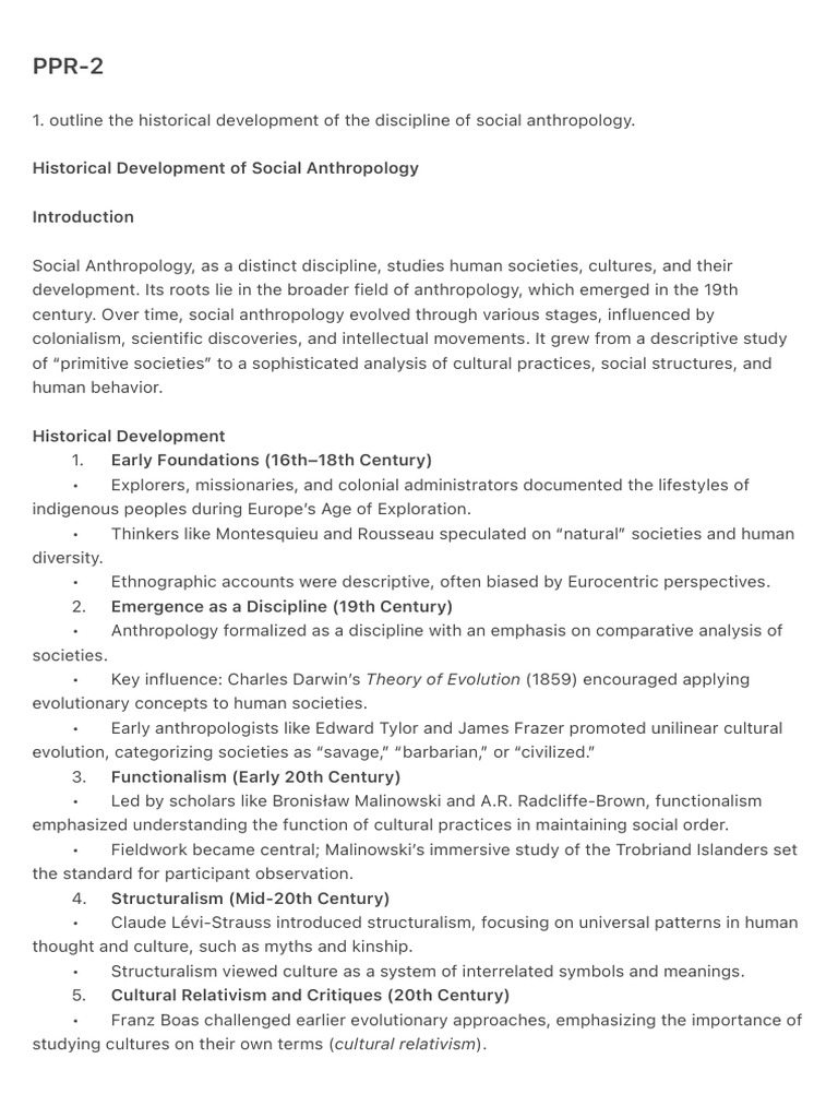 Evolution of Social Anthropology History | PDF | Anthropology | Evolution