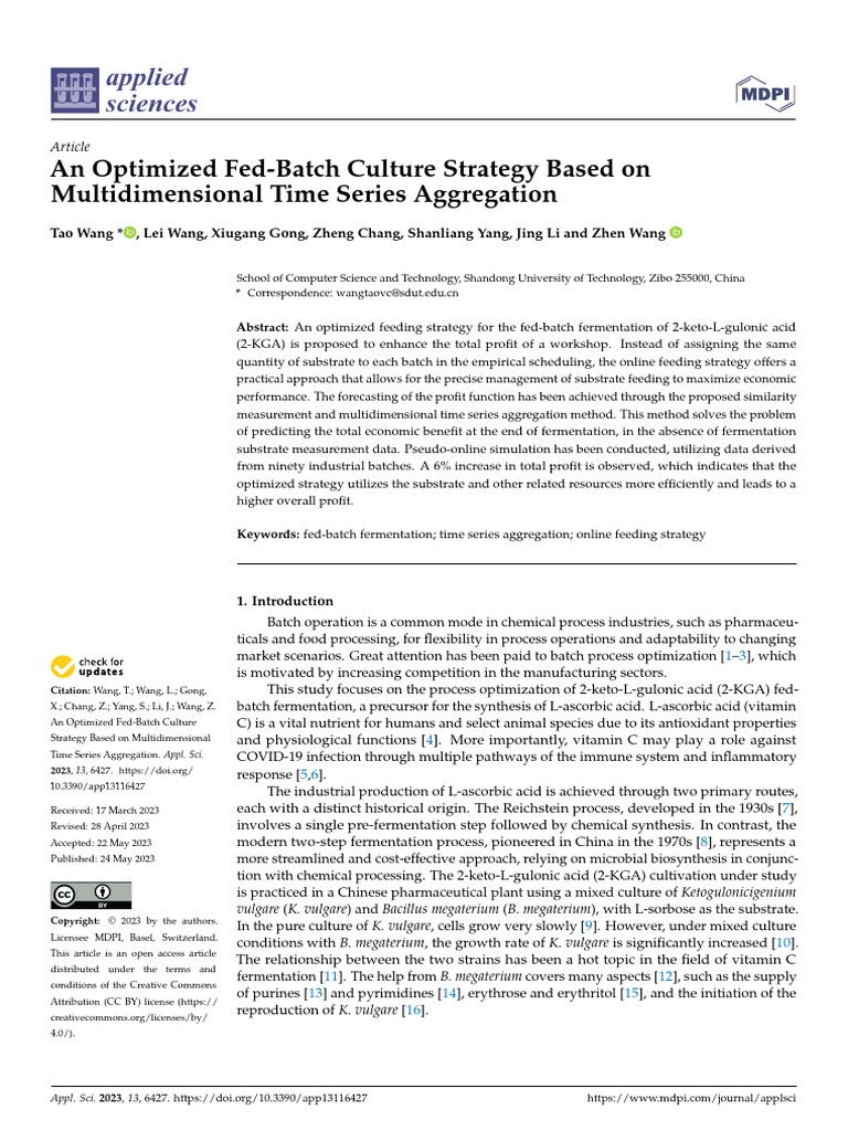 Optimized Fed-Batch Strategy for 2-KGA | PDF | Vitamin C | Fermentation