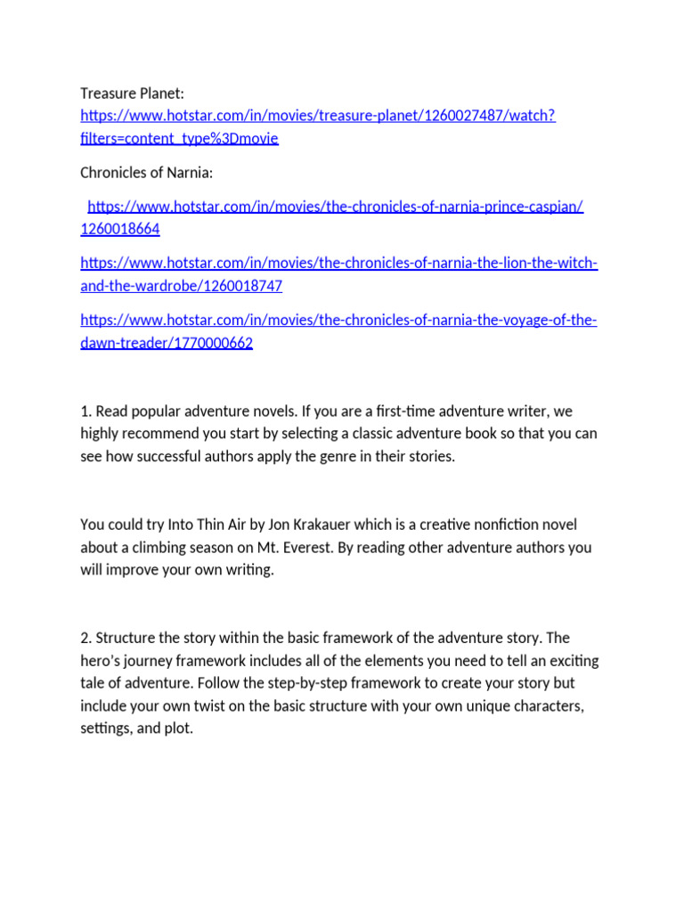 Adventure Writing Tips and Framework | PDF | Adventure | Hero