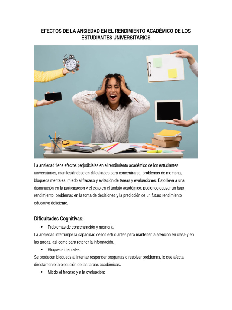 Efectos de la Ansiedad en Estudiantes | PDF