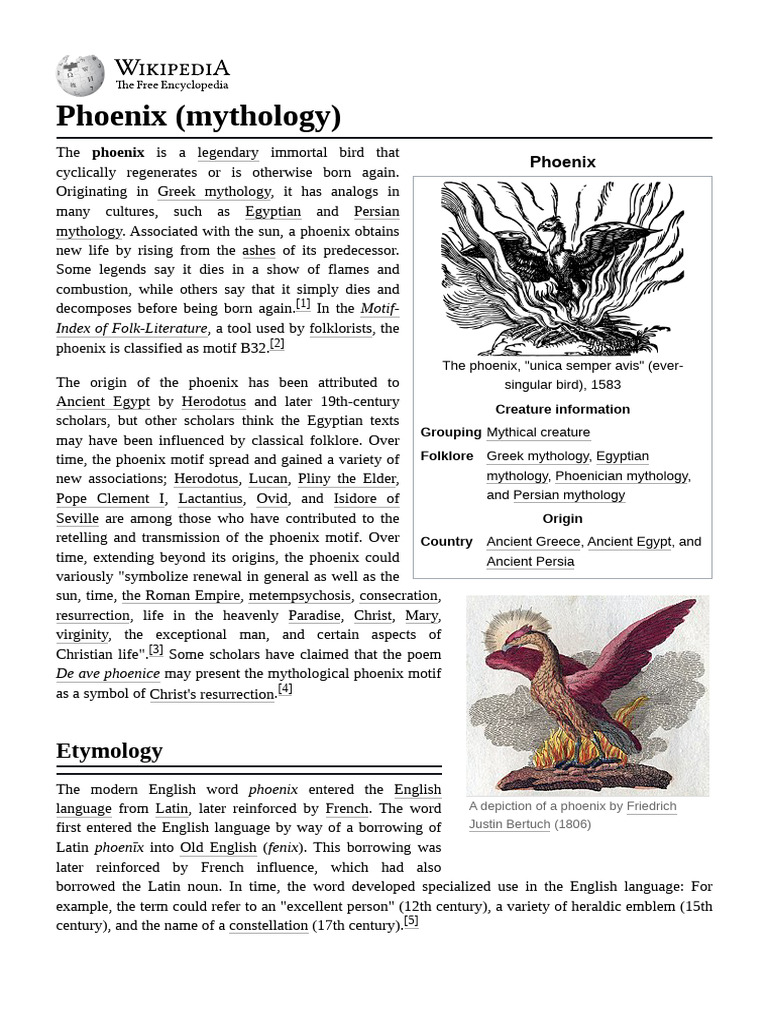 Mythical Phoenix: Origins and Symbolism | PDF