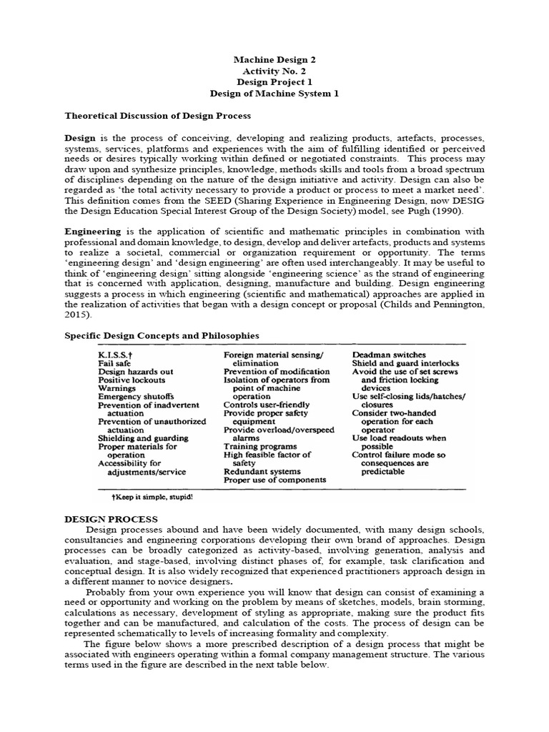 Machine Design Process Overview | PDF | Engineering | Design
