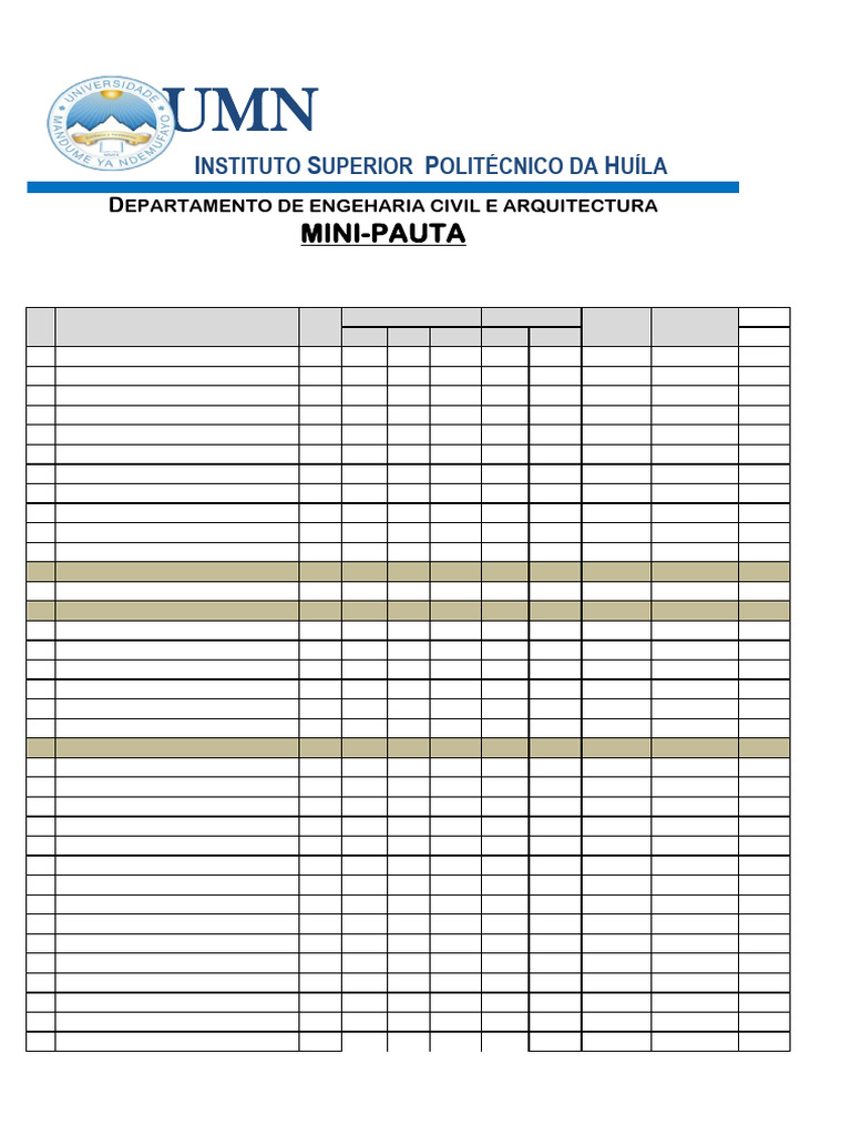 Mini-Pauta de Avaliação - Cursos UMN | PDF