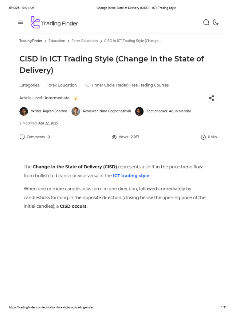 Understanding CISD in ICT Trading | PDF | Market Trend | Market (Economics)