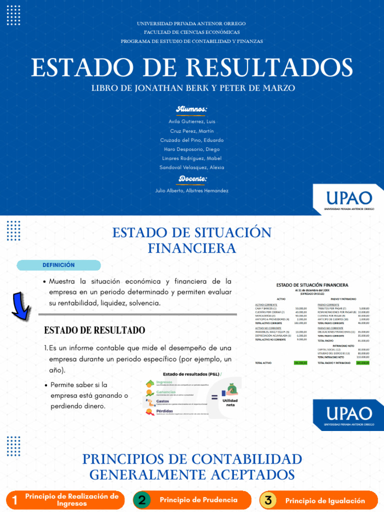 Estado de Resultados y Principios Contables | PDF | Contabilidad | Gastos