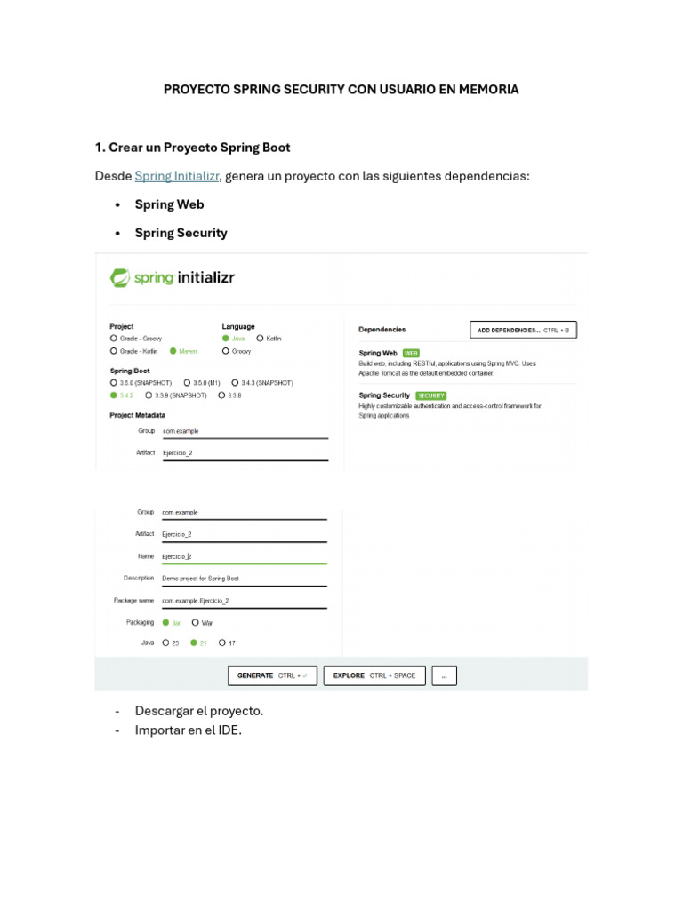 Configuración de Spring Security en Memoria | PDF | Autenticación ...