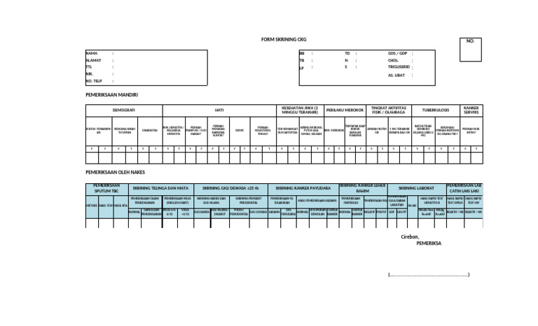 Formulir Skrining Kesehatan CKG | PDF