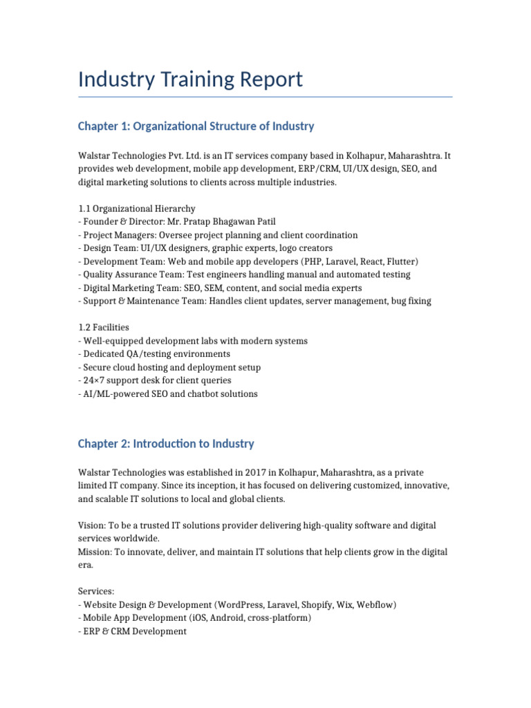 Walstar Industry Report Ch1 To Ch6 | PDF | Software Testing | Computing