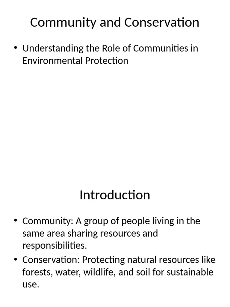 Community and Conservation | PDF