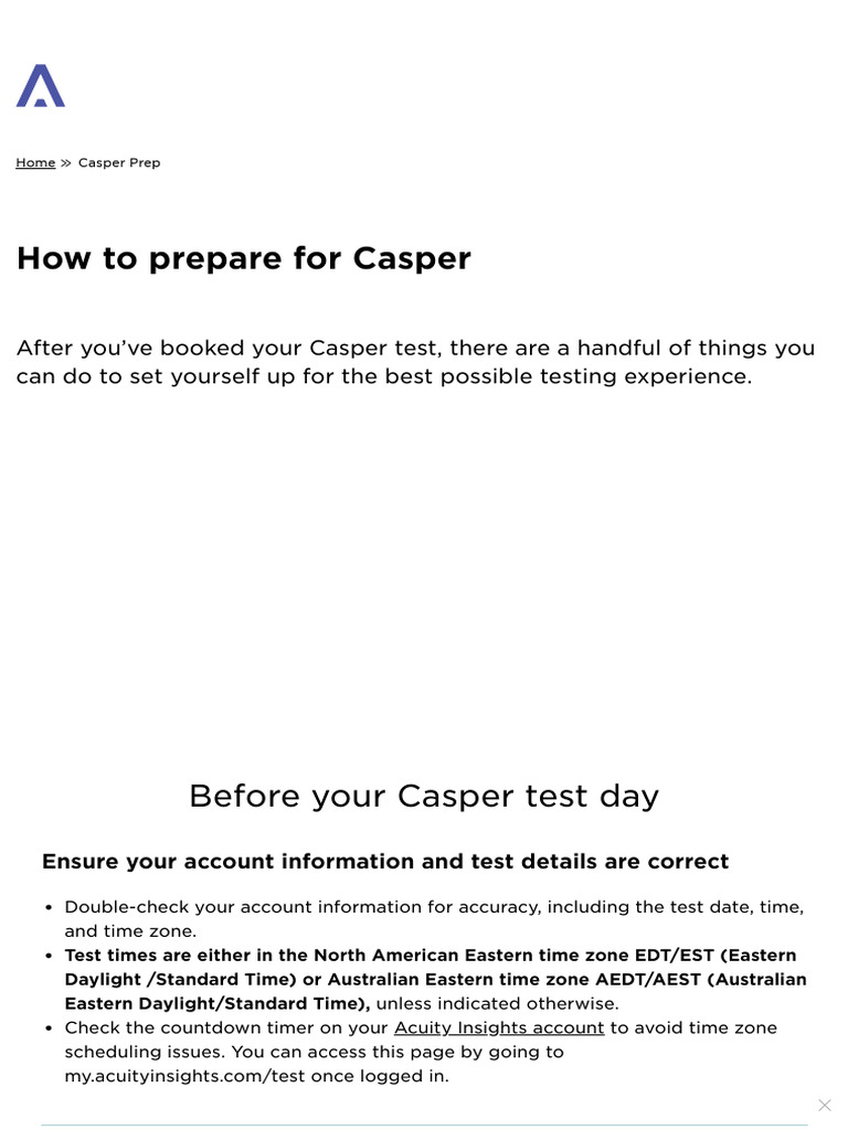 Casper Test Preparation Guidelines | PDF | Computing