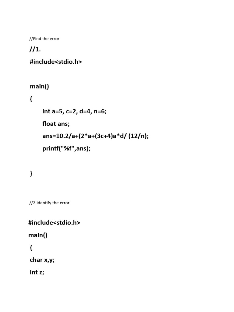 C Programming Error Identification Guide | PDF