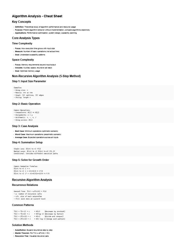 Exam Notes on Algorithm Analysis | PDF | Computational Science ...