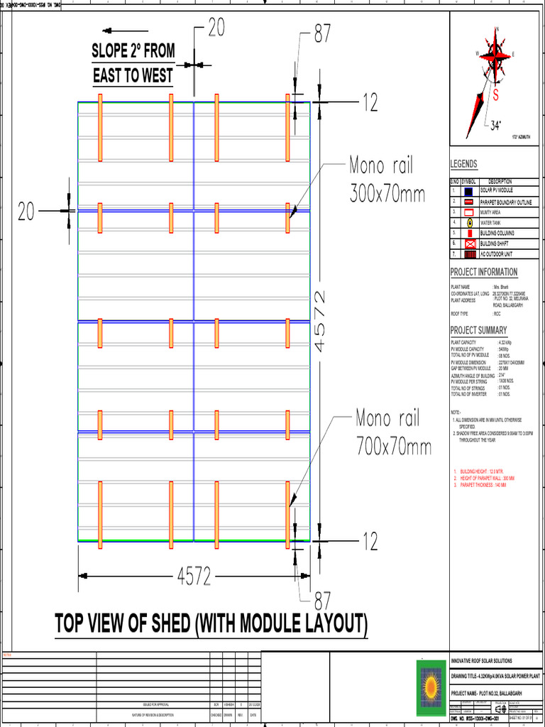 Solar Power Plant Layout Drawing | PDF | Solar Panel | Sustainable Energy