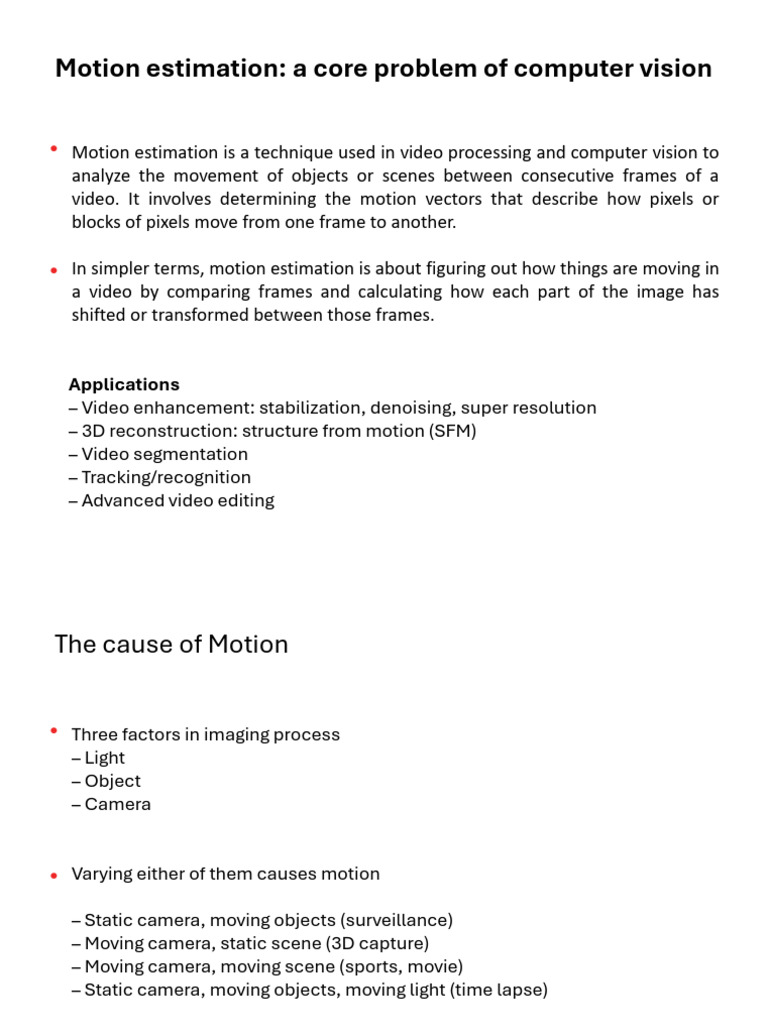 Understanding Motion Estimation in Vision | PDF | Image Processing ...