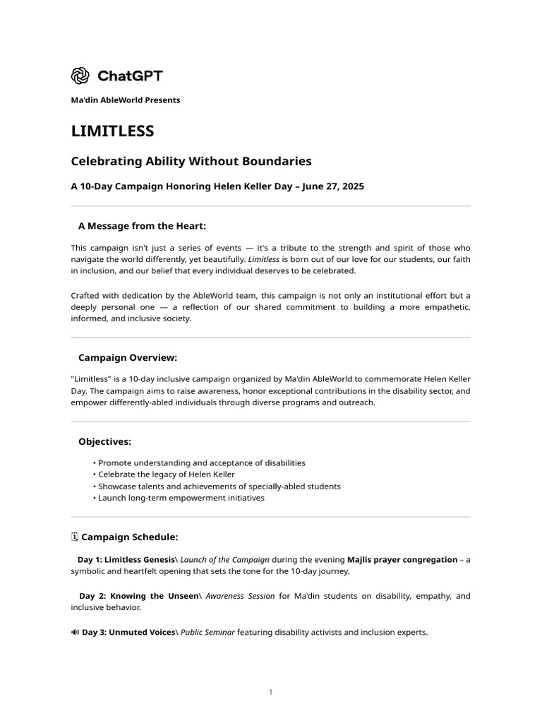 Limitless Campaign: Celebrating Abilities | PDF | Behavioural Sciences ...