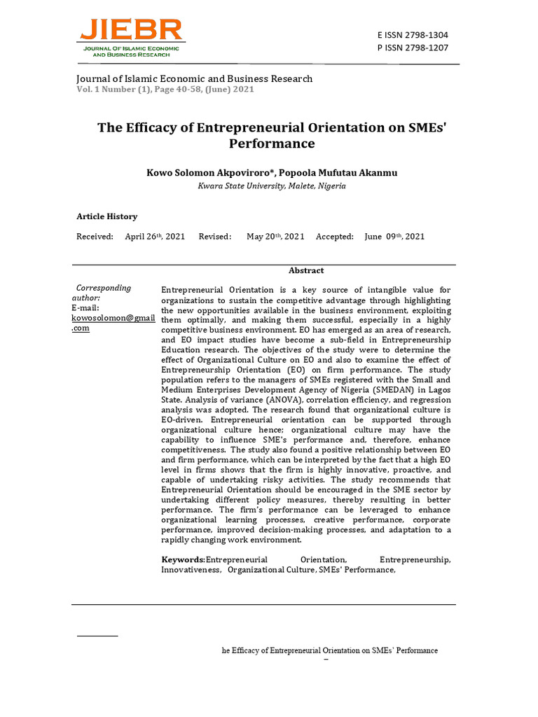 JIEBR+ +june+ +03+Kowo+and+Popola+Finall | PDF | Entrepreneurship ...