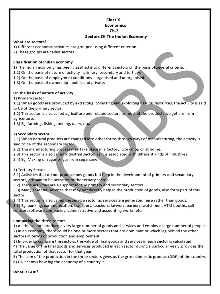 Sectors of the Indian Economy Explained | PDF | Employment ...