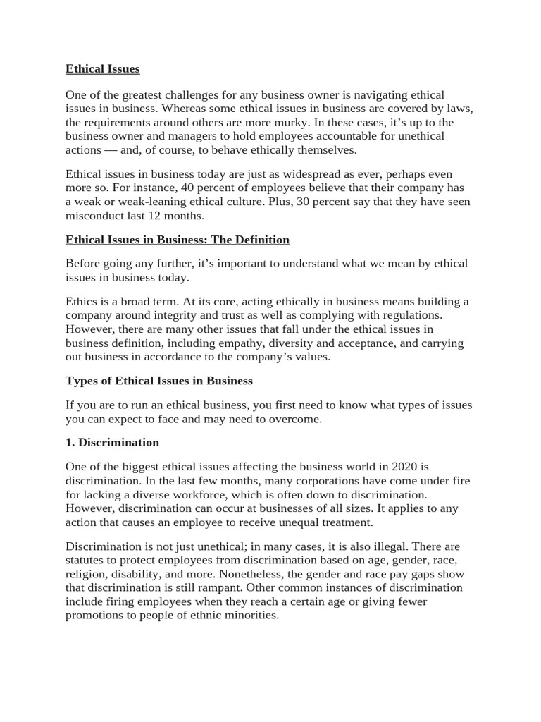 Navigating Ethical Issues in Business | PDF | Business Ethics | Harassment