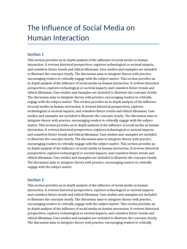 Social Media's Impact on Human Interaction | PDF | Matter | Liberal ...