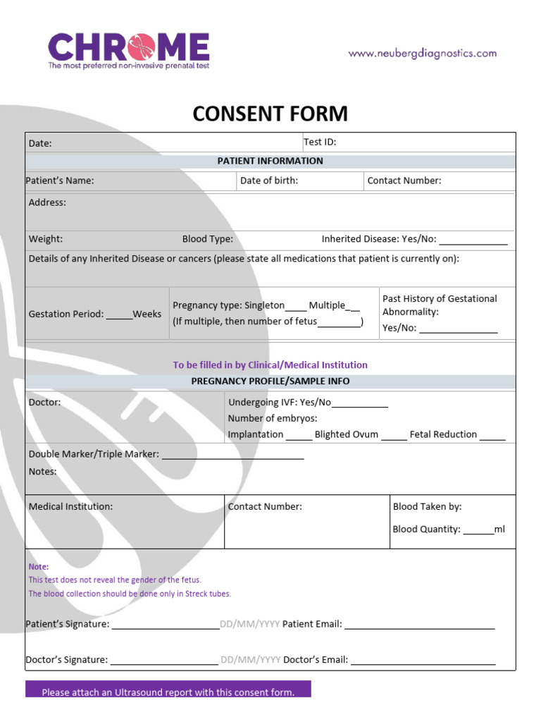NIPT Consent Form and Guidelines | PDF | Human Reproduction | Health ...