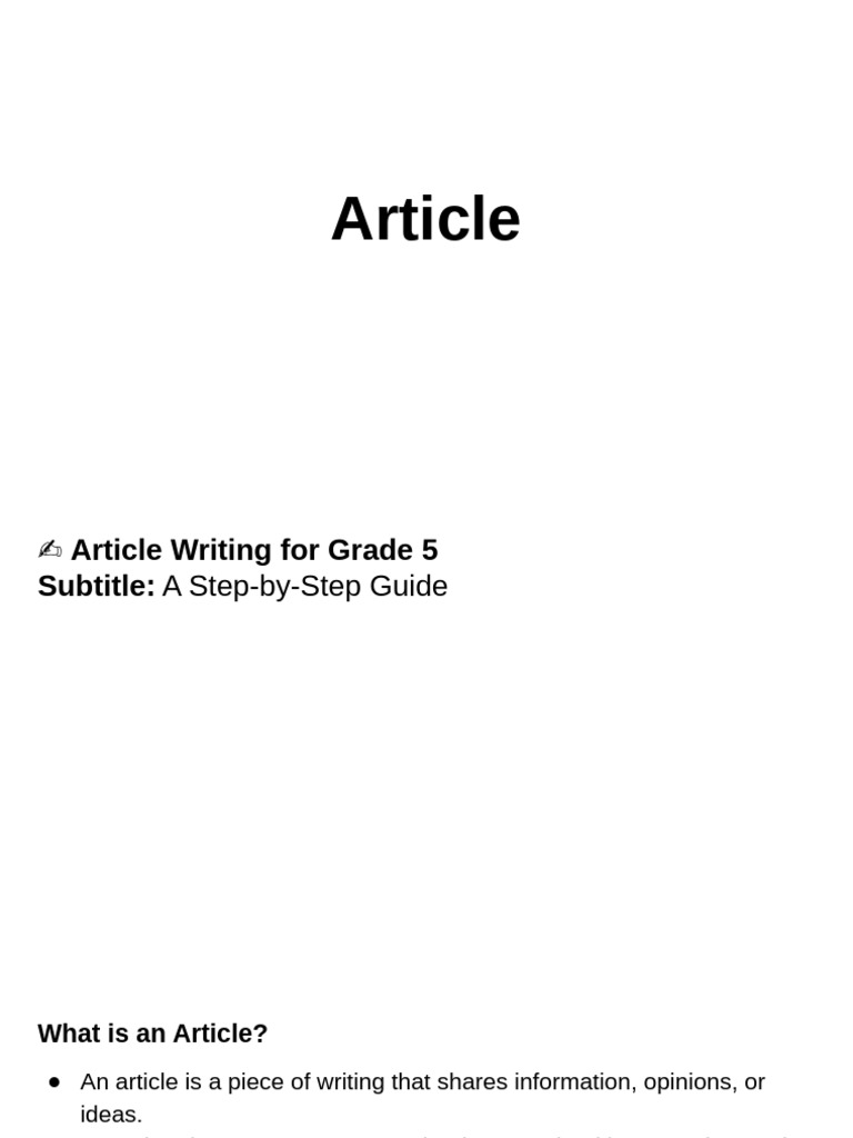 Article Writing Guide for Kids | PDF