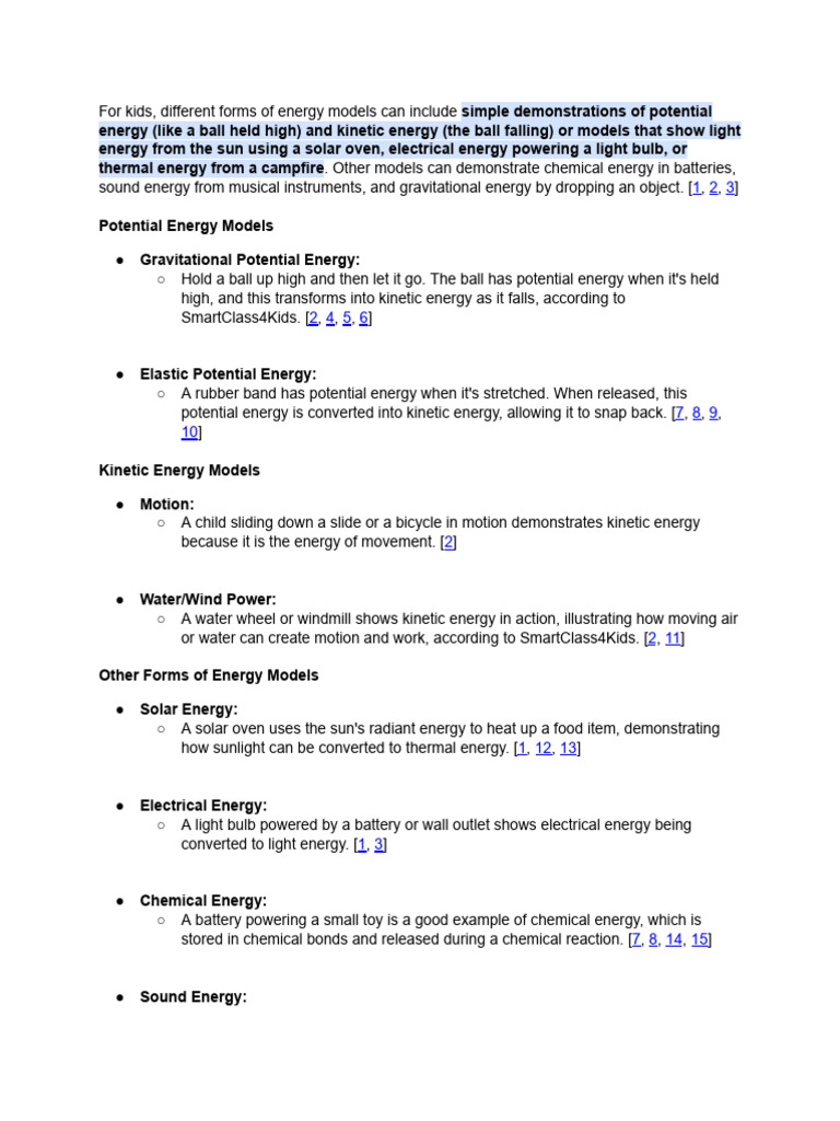 Energy Models for Kids | PDF | Potential Energy | Kinetic Energy