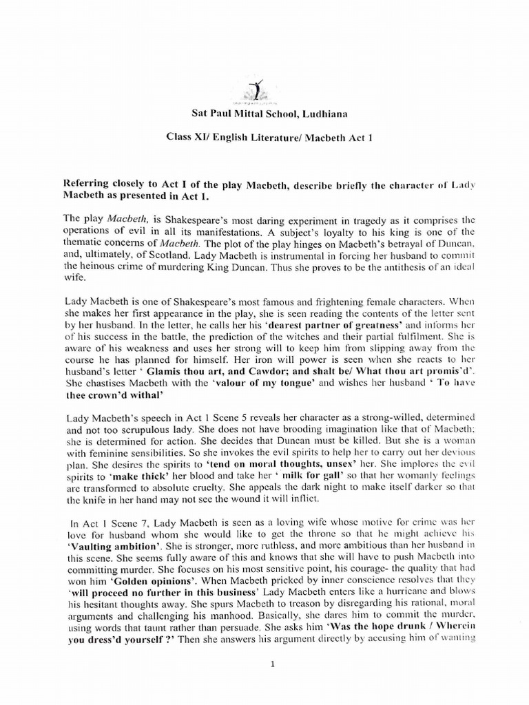 Loyalty and Betrayal in Macbeth Act 1 | PDF | Macbeth | Shakespearean ...