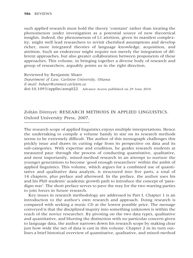 Research Methods in Applied Linguistics | PDF | Data Analysis ...