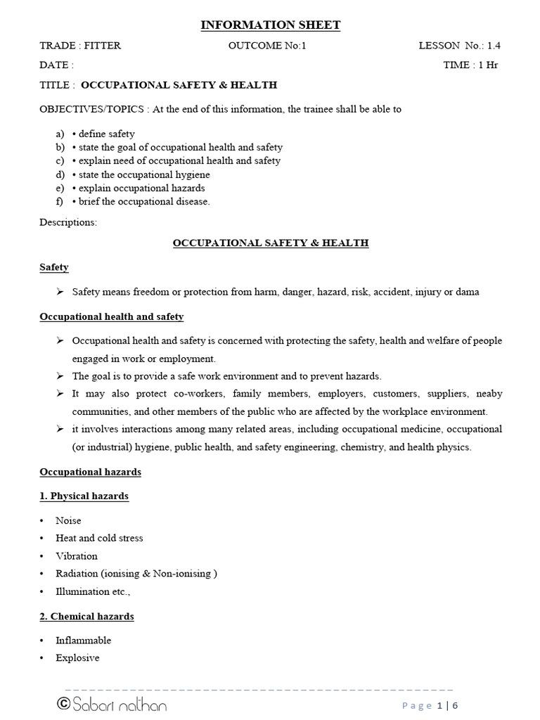 Occupational Safety & Health Overview | PDF | Occupational Safety And ...