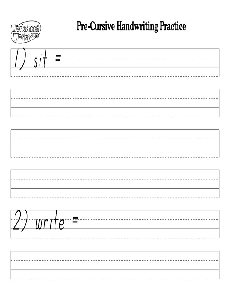 Pre-Cursive Handwriting Worksheets | PDF