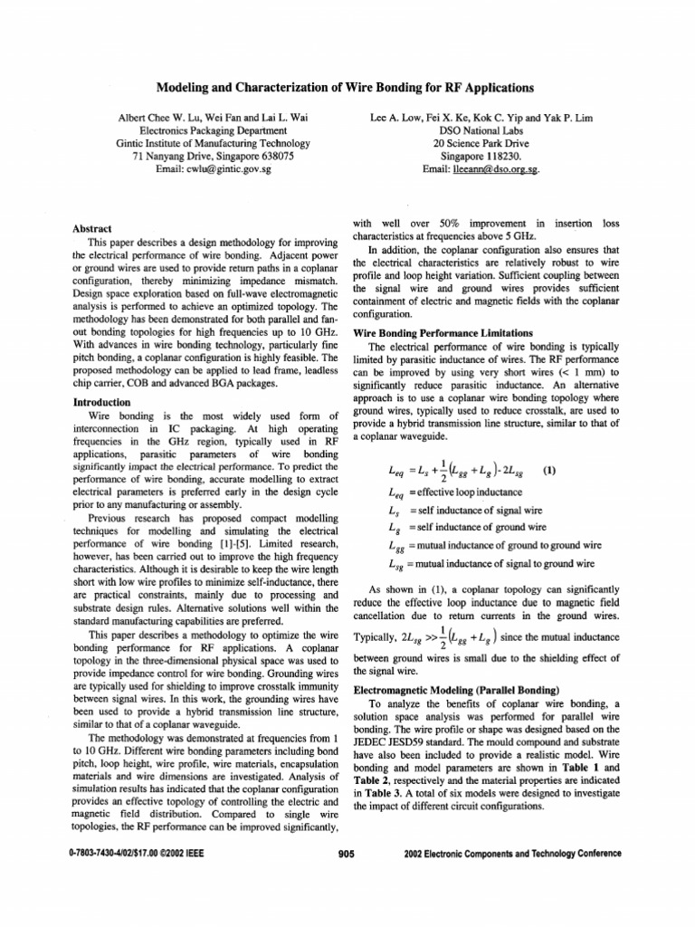 Wire Bond Inductance in RF Design | PDF | Inductance | Electrical ...