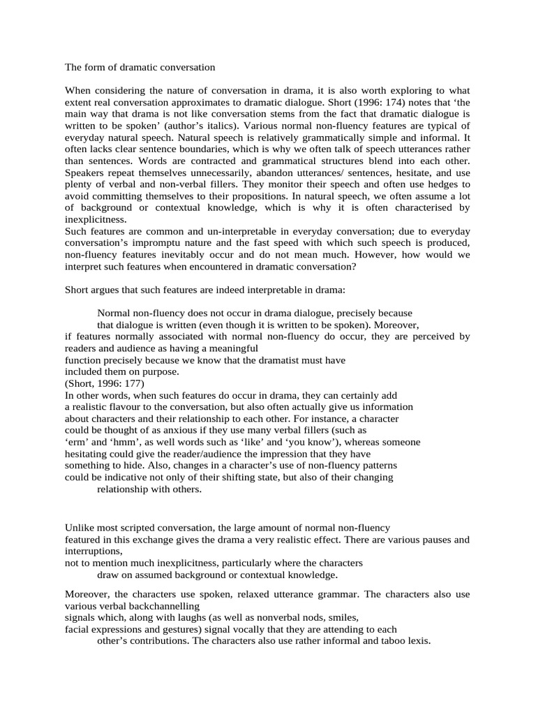 Dramatic Conversation Analysis | PDF | Conversation | Psychological ...