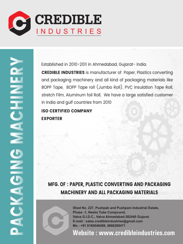 Credible Industries: Packaging Machinery | PDF | Gear | Clutch