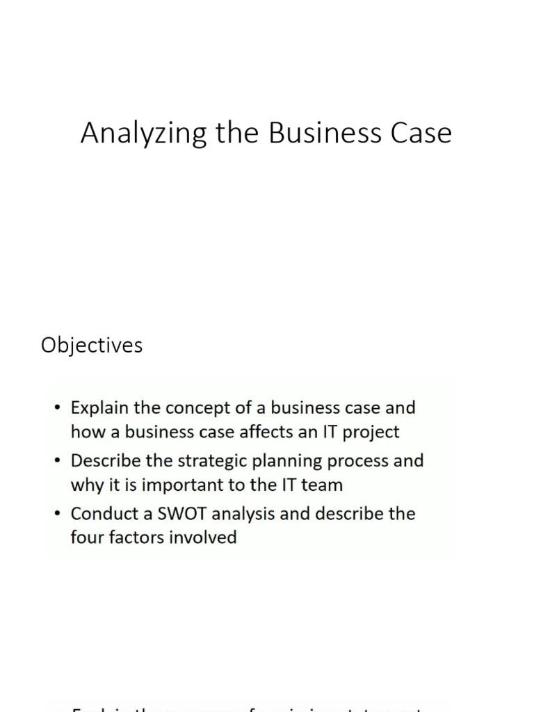 Analyzing The Business Case | PDF
