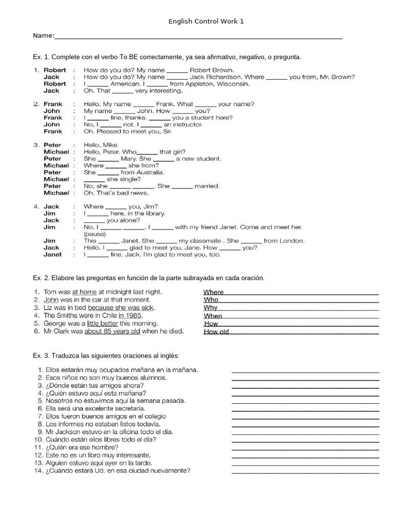 English Control Work 1 | PDF