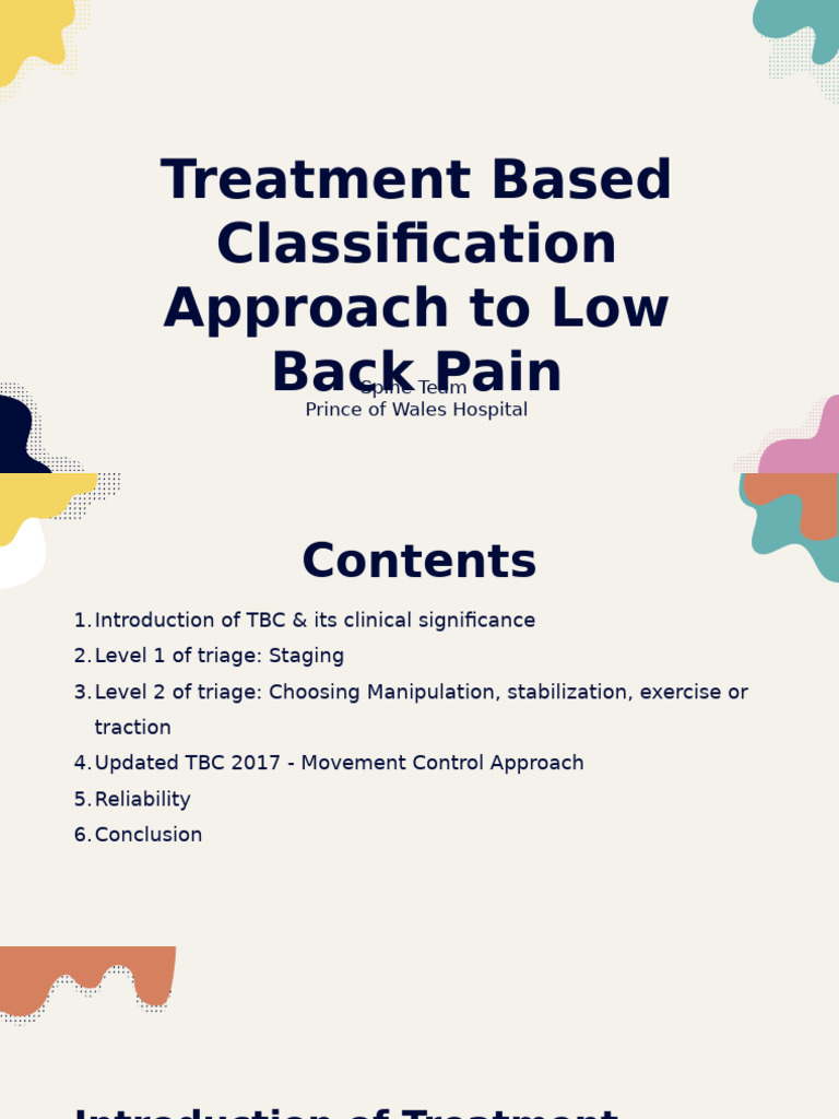 Treatment-Based Classification for Low Back Pain | PDF ...
