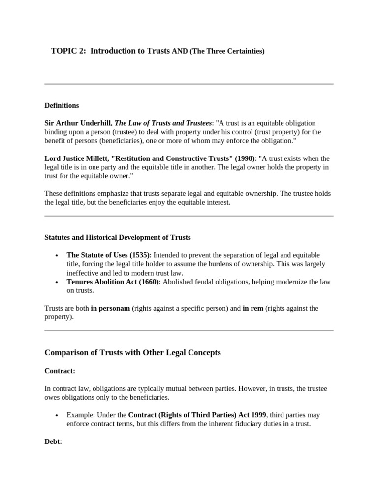 Understanding the Three Certainties in Trusts | PDF | English Trust Law ...
