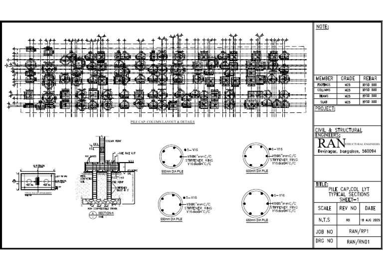Pile Cap and Structural Layout Details | PDF