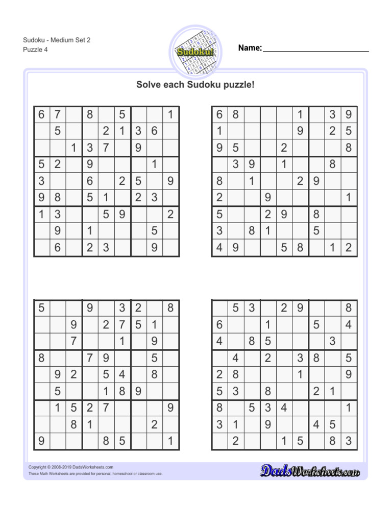 Medium Sudoku Puzzle 4 Solution | PDF | Logic Puzzles | Puzzles