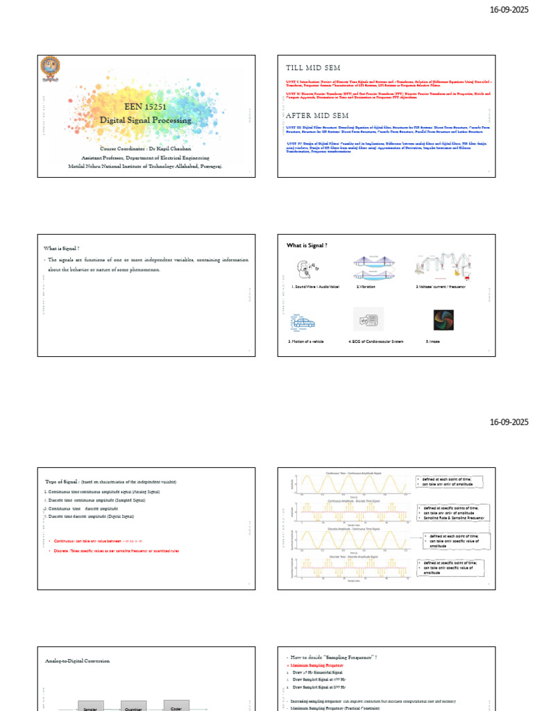 Digital Signal Processing Course Overview | PDF | Digital Signal ...