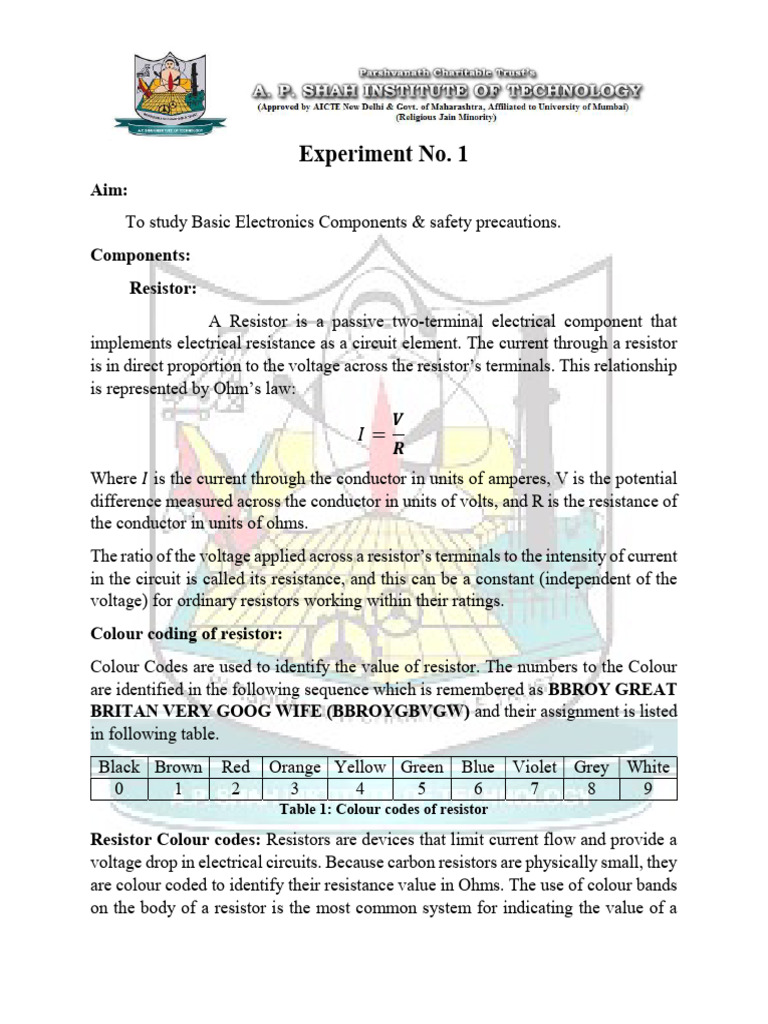 Basic Electronics Components Guide | PDF | Resistor | Voltage
