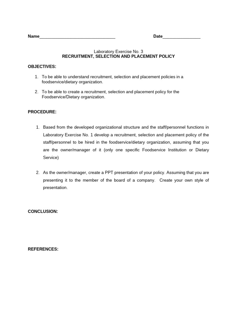 Foodservice Recruitment Policy Guide | PDF