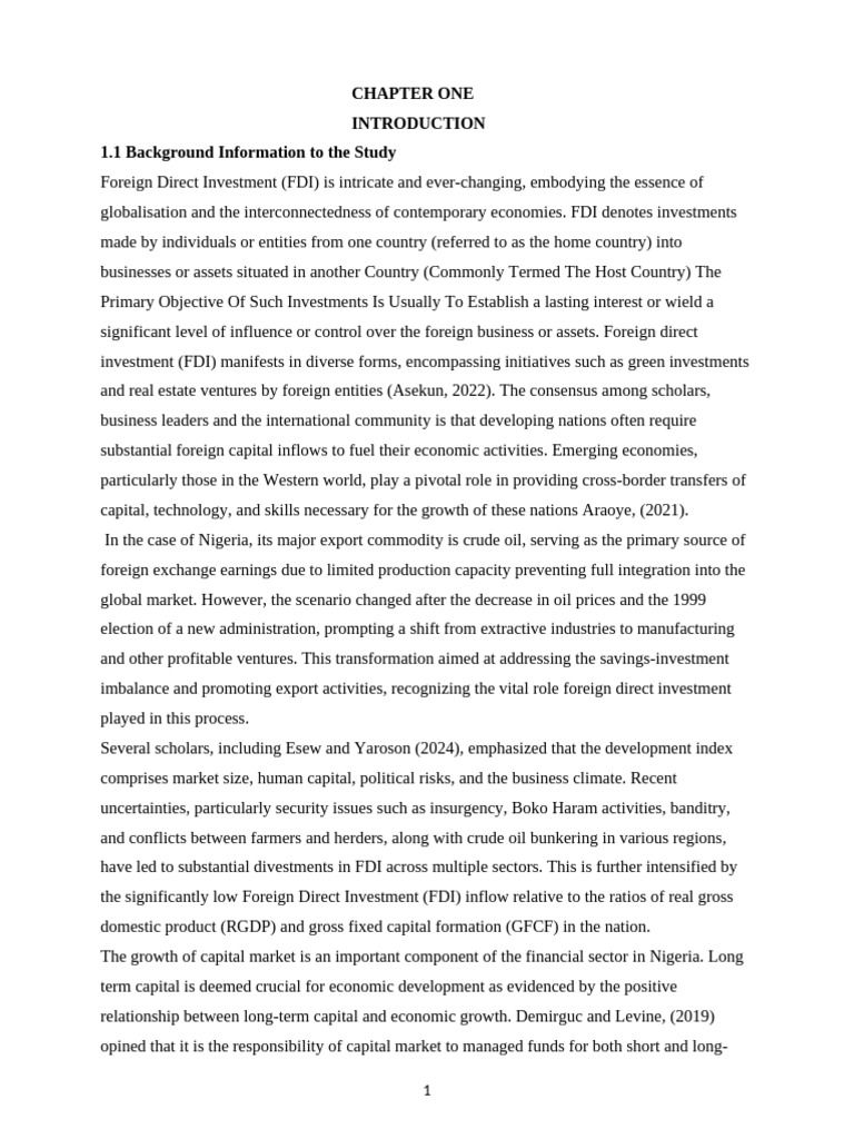 FDI and Capital Market Growth in Nigeria | PDF | Financial Capital ...